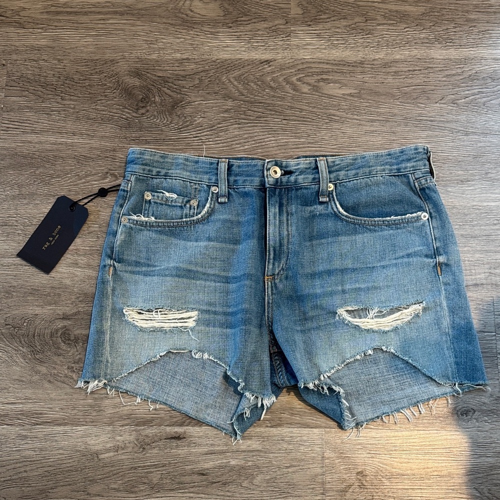 rag & bone Distressed Light Blue Denim Jean Shorts